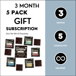 Three Month 5 Pack Chocolate Sampler Tasting Gift Subscription - Seahorse Chocolate