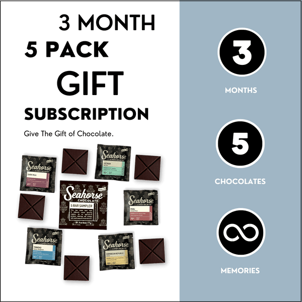 Three Month 5 Pack Chocolate Sampler Tasting Gift Subscription - Seahorse Chocolate
