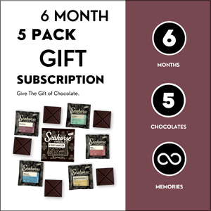 Six Month 5 Pack Chocolate Sampler Tasting Gift Subscription - Seahorse Chocolate