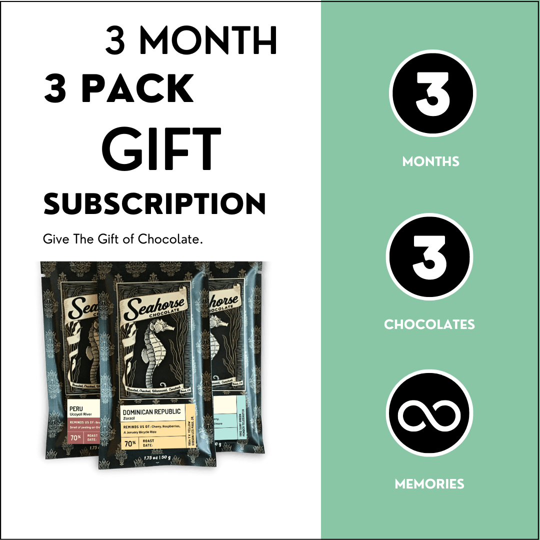Three Month Three Pack Chocolate Gift Subscription - Seahorse Chocolate