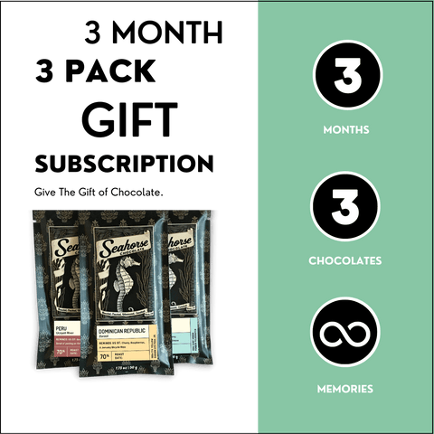 Three Month Three Pack Chocolate Gift Subscription - Seahorse Chocolate