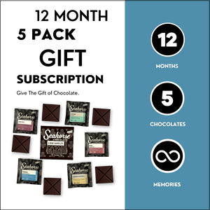 Twelve Month 5 Pack Chocolate Sampler Tasting Gift Subscription - Seahorse Chocolate
